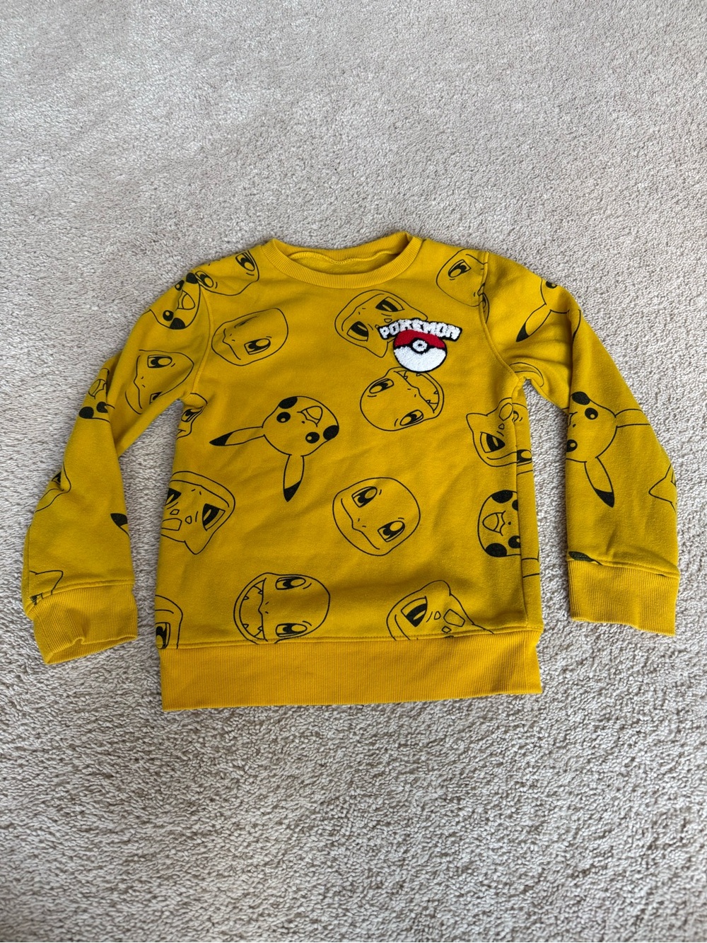 Pokemon Mustard Yellow Character Face Sweatshirt with Poké Ball Patch